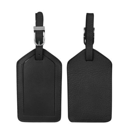 6422 Leather Luggage Tag, Colour: Black, Size: 4 x 2.75