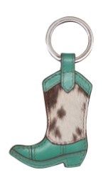 6446 Boot Key Fob Hair-On, Colour: Turq/Hair, Size: 2.25x4.25x1