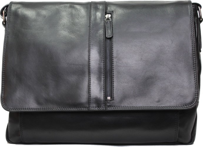 188052 Messenger Bag w/Front Zi, Colour: Black, Size: 15x 12x 4