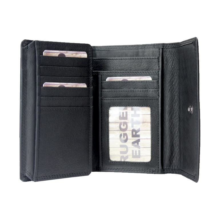 880016 Rugged Extra Flap Wallet, Colour: Black, Size: 6 x 4 x 1