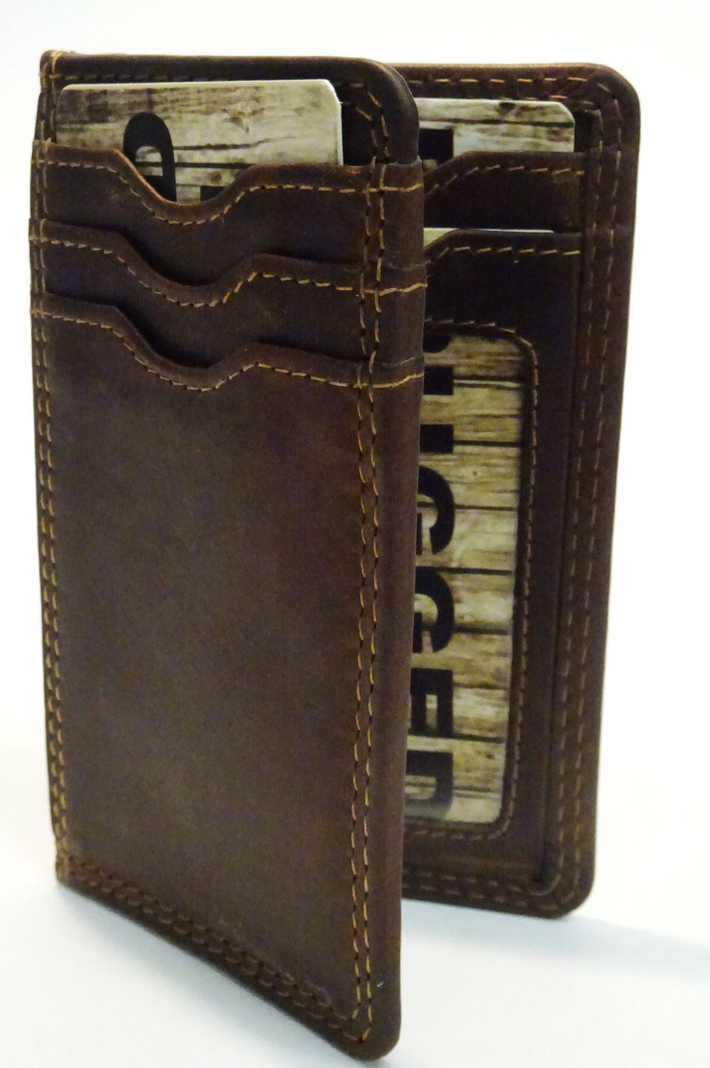 990019 Credit Card Wallet, Colour: Brown, Size: 3 x 4.5 x.5