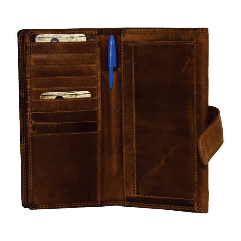 990014 Rugged Long Clutch Wallet, Colour: Brown, Size: 7.5x4 x1