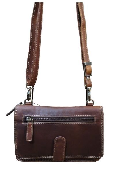 199020 Organizer Handbag w/Wris, Colour: Brown, Size: 8 x 5.5 x 2