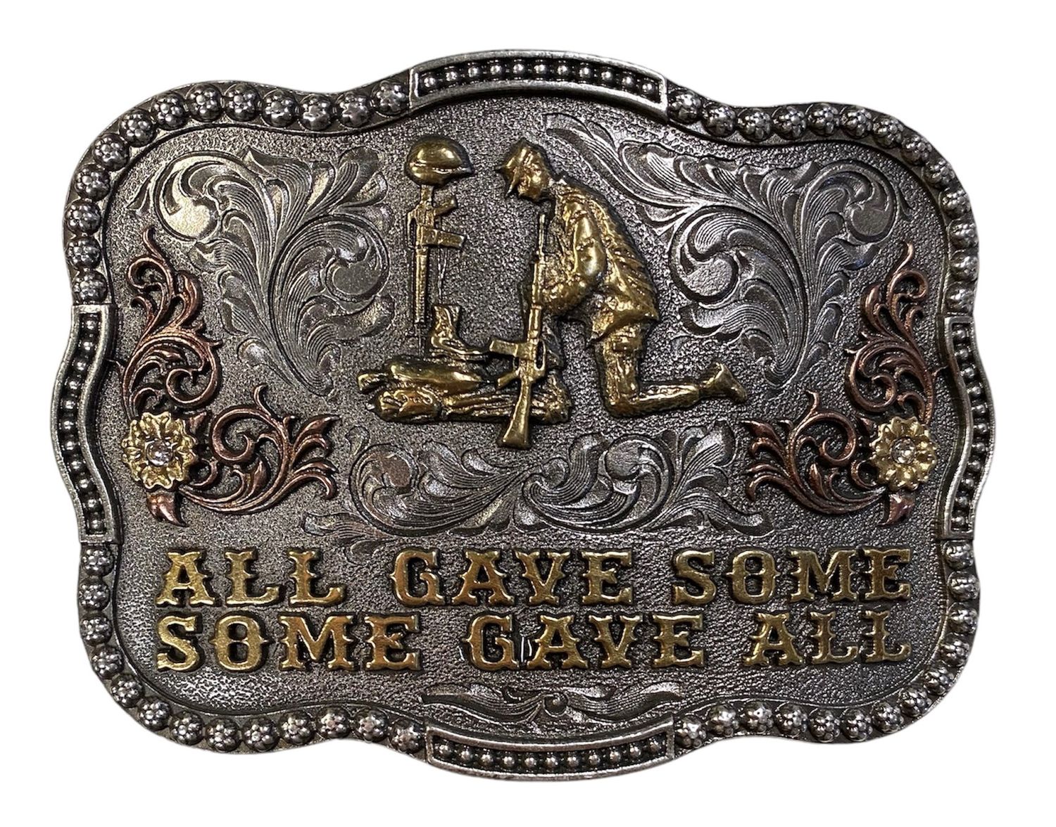 A827 All Gave Some Buckle, Colour: Sil/Gold, Size: Buckle