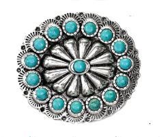 BKL001 Turq/Sil Round Buckle, Colour: Turq/Sil, Size: Buckle