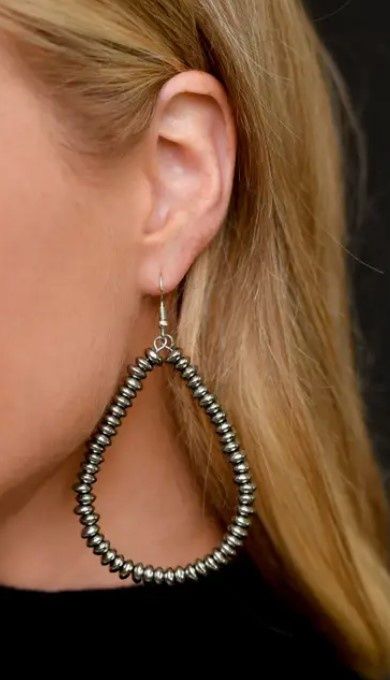 E637 Teardrop Beaded French Wir, Colour: Silver, Size: Earring