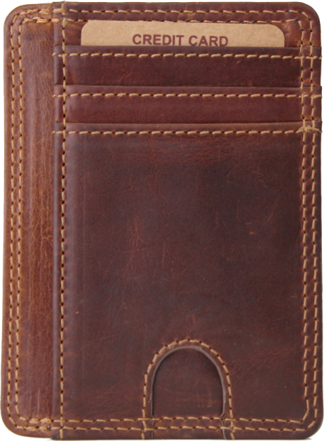 990031 Card Case W/Slide Pocket, Colour: Brown, Size: Card Case