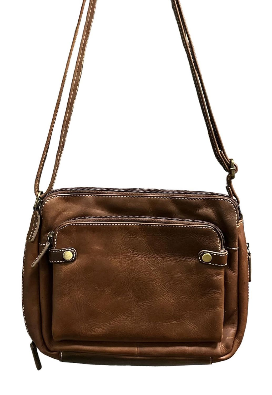 199063 CC Zip Top Handbag, Colour: Brown, Size: 10 x 8 x 2