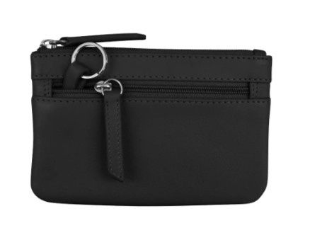 6413 Dbl Zipper Coin Purse, Colour: Black