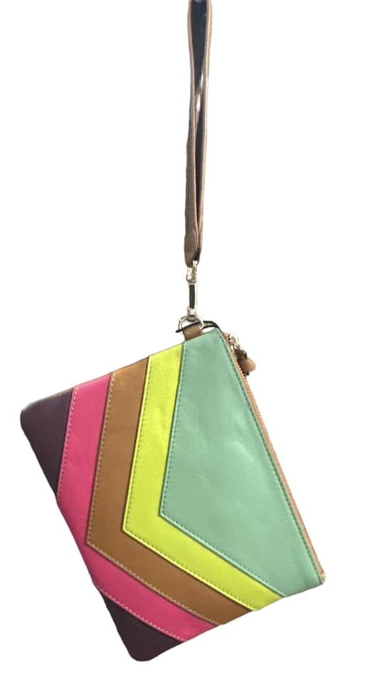 6771 Multi Color Top Zip Wristlet, Colour: Sage Multi