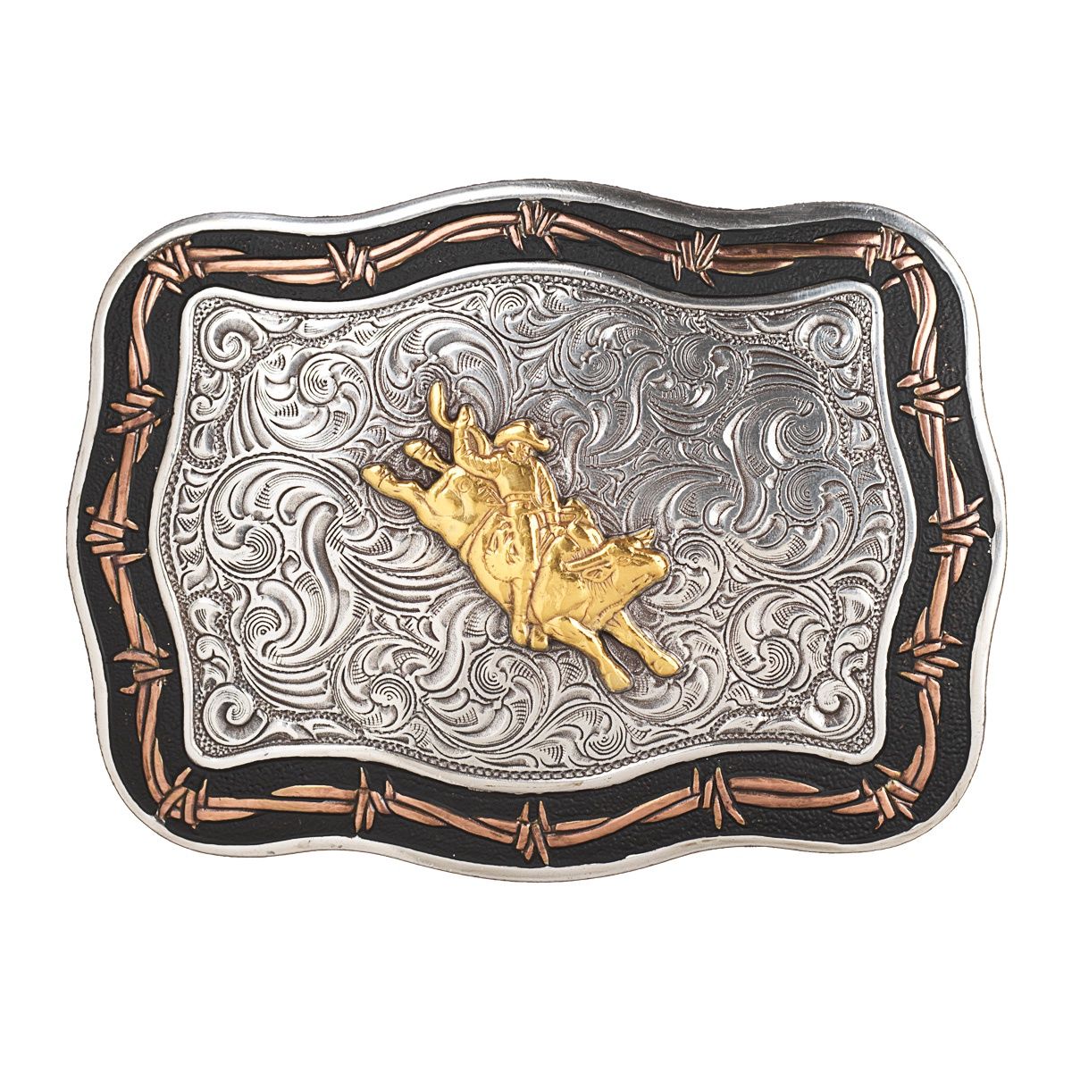 C10016 Tri Color Bullrider Buckle, Colour: Sil/Gold/Copper