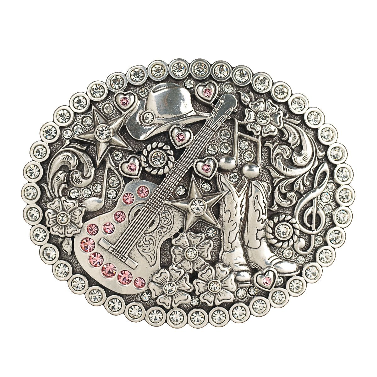 37933 Music Scene Oval Buckle, Colour: Sil/Pink