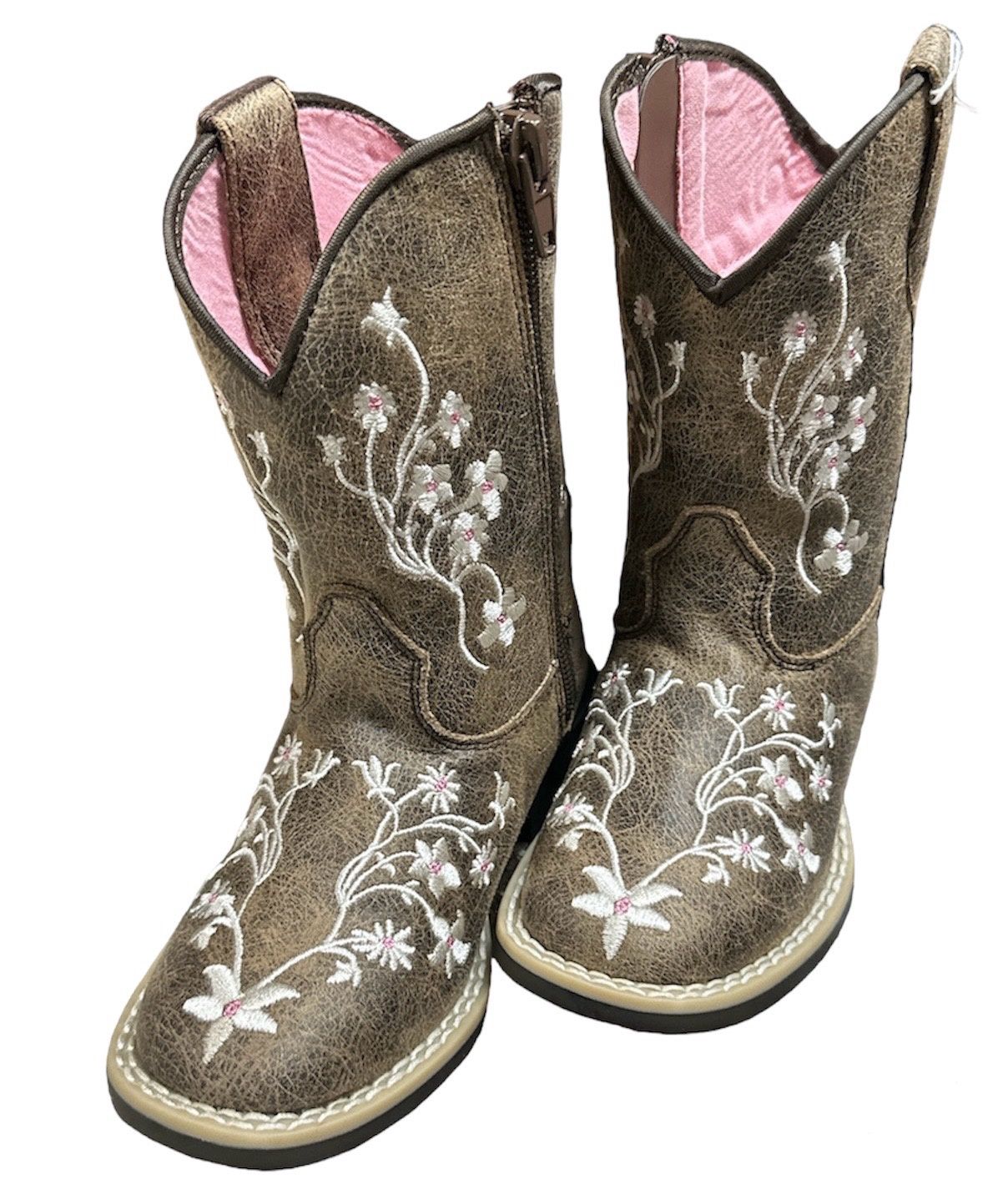 4430037230 Lily Floral Side Zip Boot, Colour: Gry/Ivory/Pink, Size: Size 5