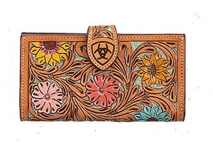 A770016597 Tooled Wallet, Colour: Tan/Multi