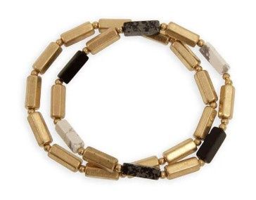 338-230B 2 Stretch Bracelet, Colour: (B)Gold/Blk