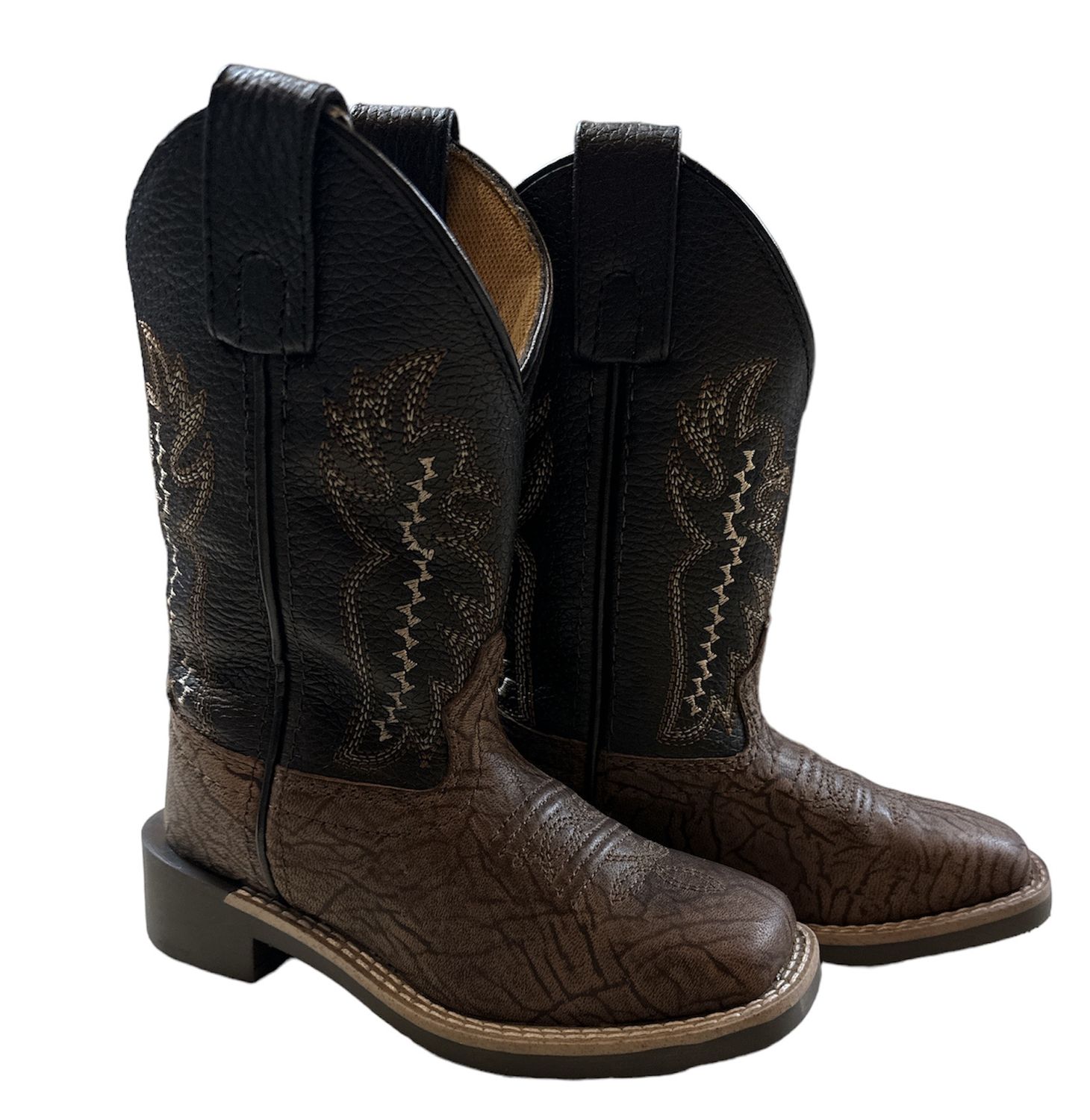 3320Y Presley Square Toe Boot, Colour: Brn/Blk, Size: 3.5