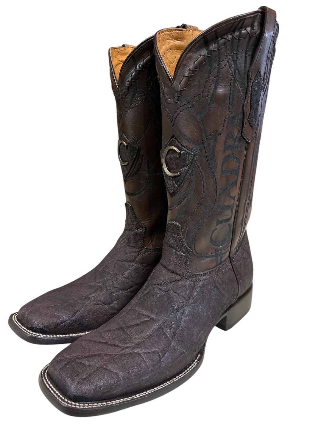 CU848 Brn Elephant Square Toe Boot, Colour: Brown, Size: 9EE