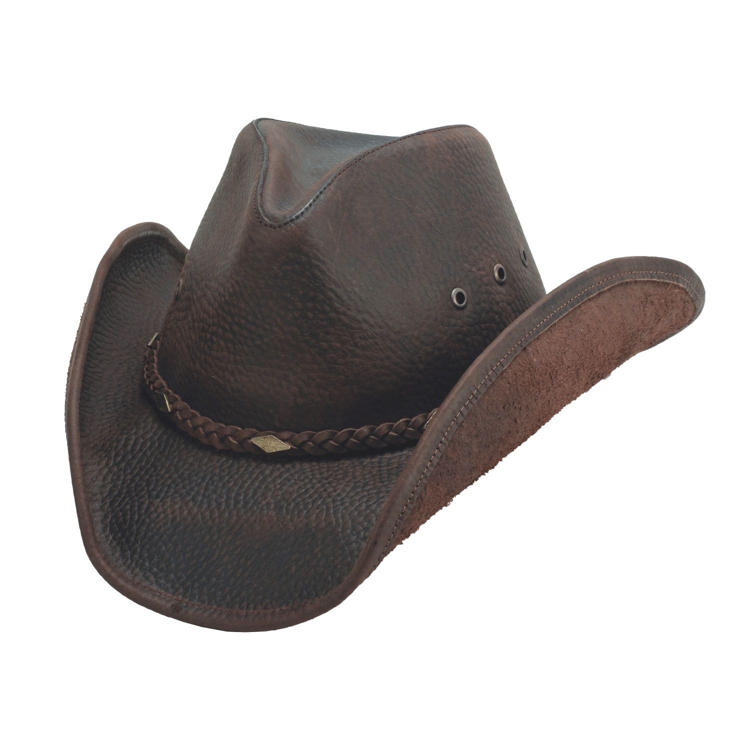 4095 Bonnaroo Leather Hat, Colour: Chocolate, Size: Med