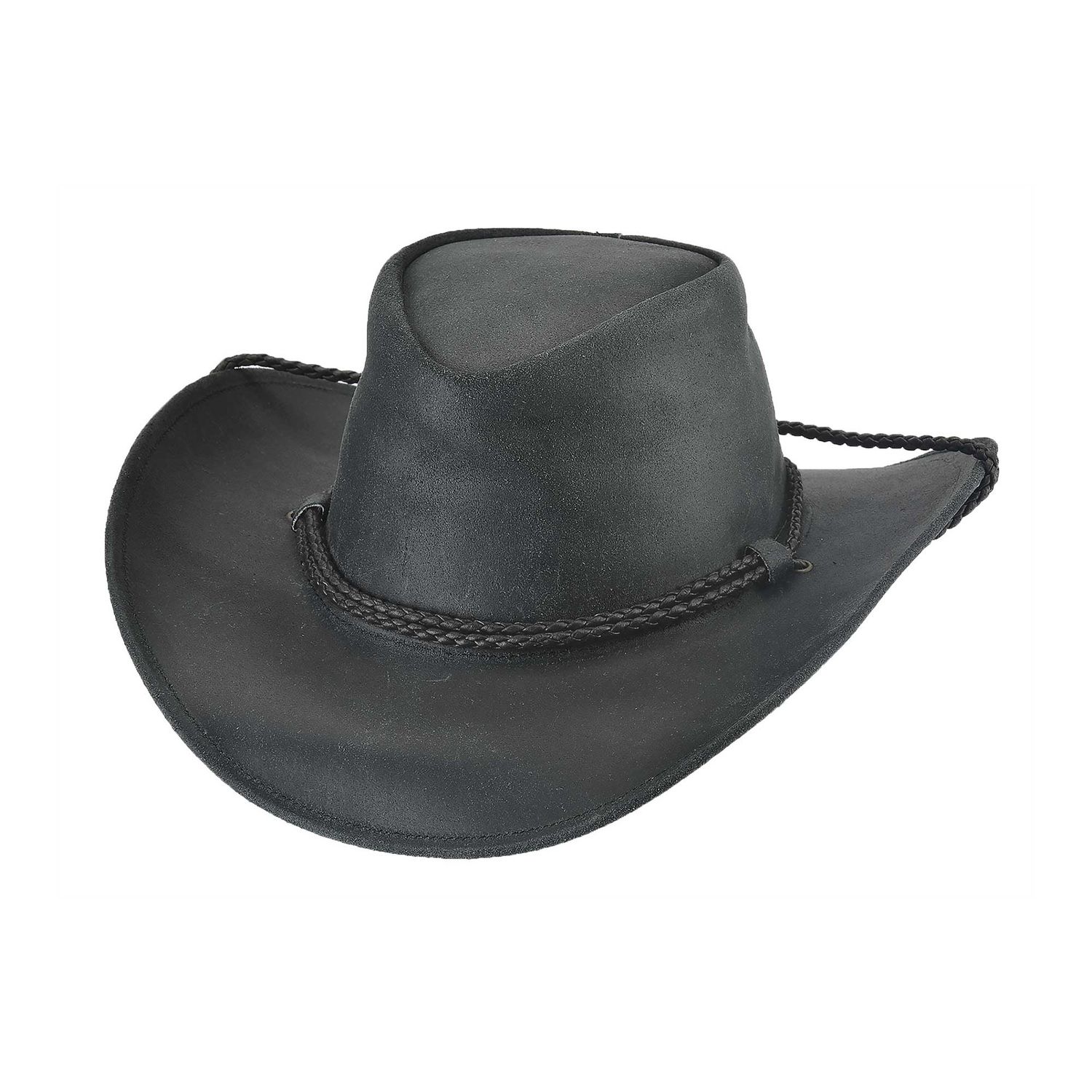 4071BL Hilltop Leather Hat, Colour: Black, Size: Small