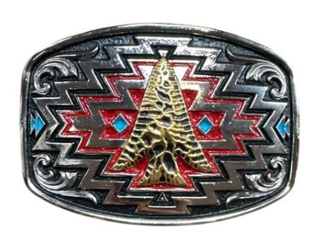 A872 Radiating Arrow Buckle, Colour: Sil/Red