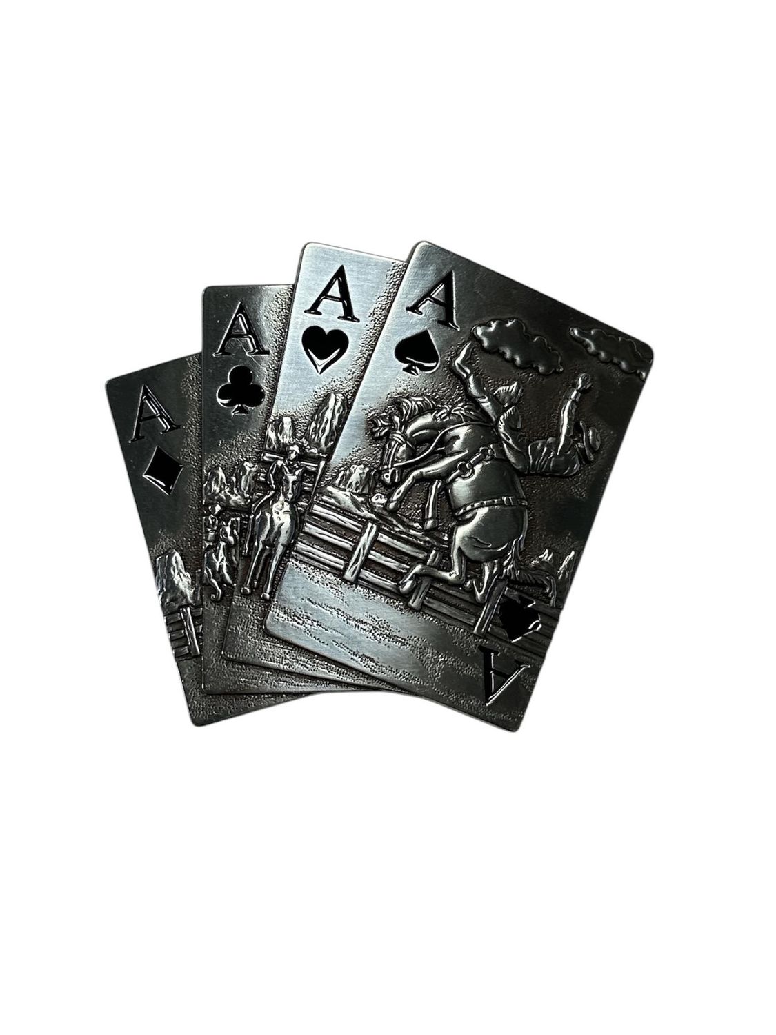 37946 4 Aces Buckle, Colour: Silver/Blk