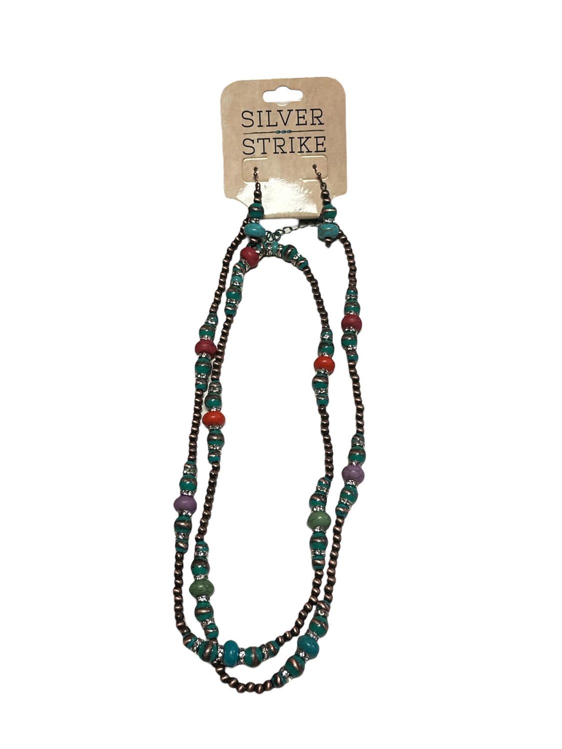 D450024197 Multi Bead Long Neck/Set, Colour: Turq/Multi