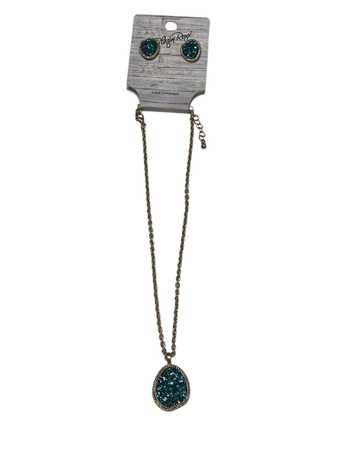 3055033 Gold/Turq Necklace Set, Colour: Gold/Turq