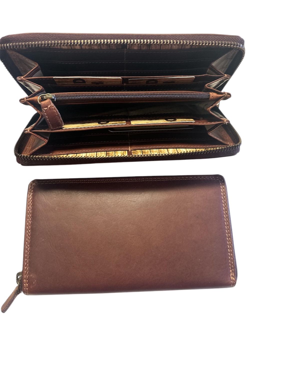 990020 Ladies Zip Around Wallet, Colour: Brown