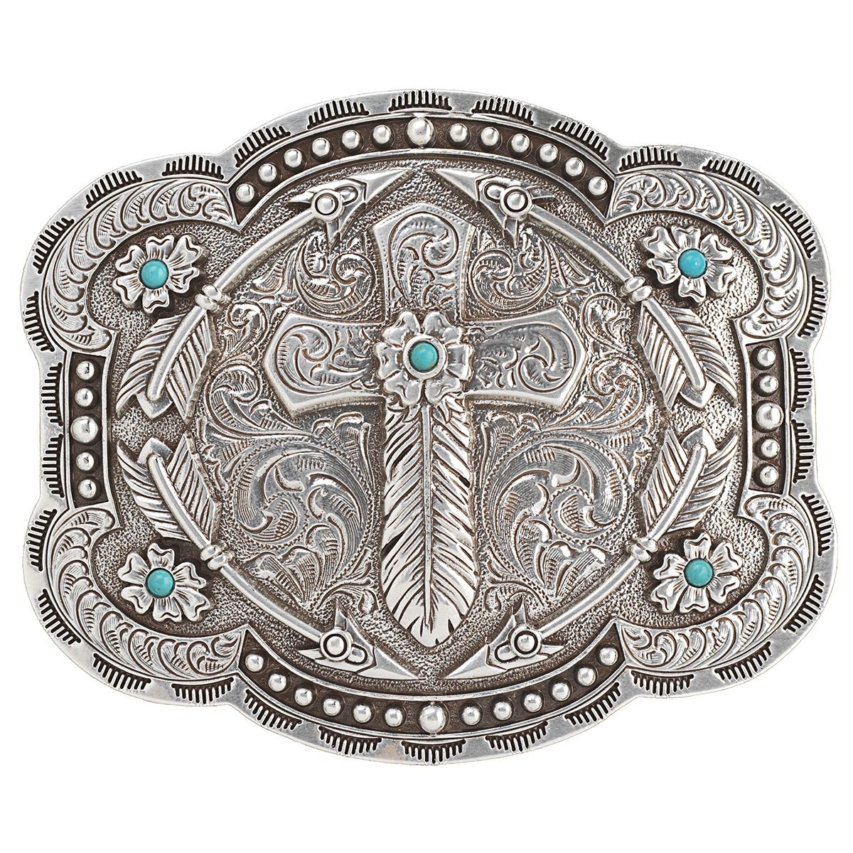 37939 Sil/Turq Cross Buckle, Colour: Sil/Turq