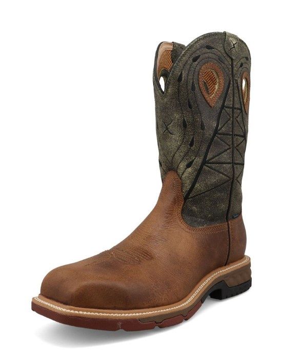 MXBNW11 Nano Toe/Waterproof Workboot, Colour: Lion/Dk Olive, Size: 9D