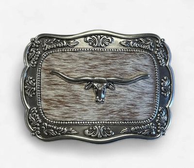 37951 Calf Hair Buckle W/Longhorn