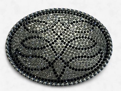 37953 Oval Boot Stitch Crystal Buckle