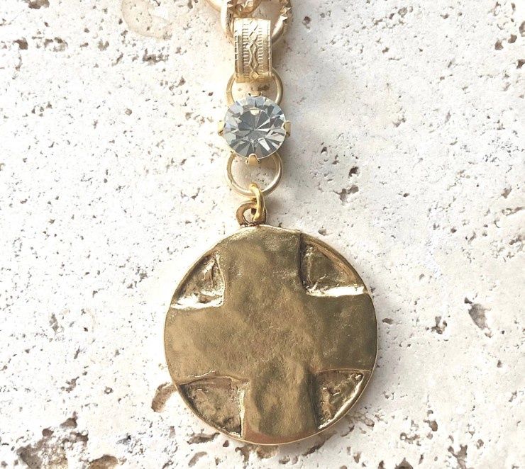 N23022 Lord's Prayer Cross Necklace, Colour: Gold