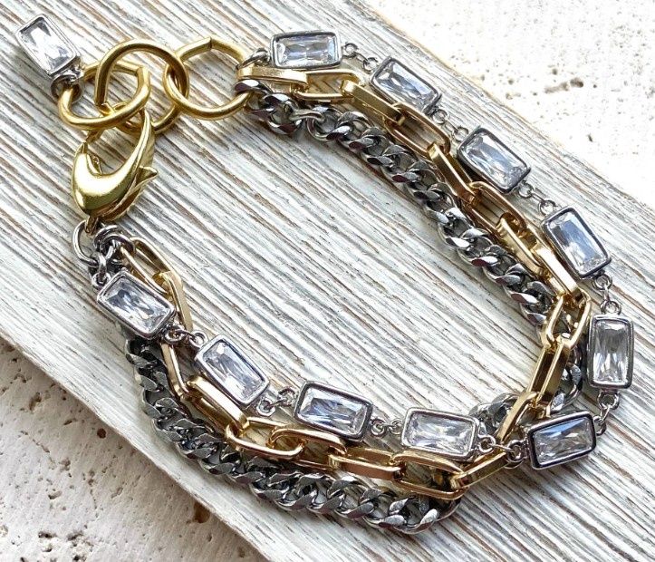 B25004 Mixed Metal Bracelet, Colour: Sil/Gold