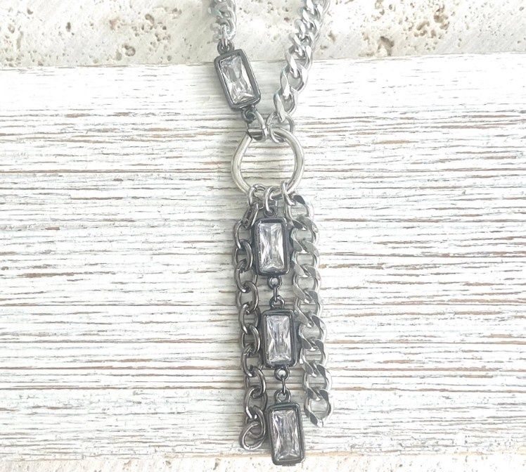 N25048 Short Tasssel Necklace, Colour: Silvers