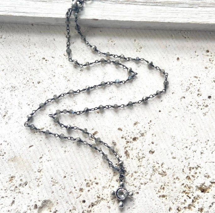 N24397 Labrodite/Pyrite Short Necklace, Colour: Labrodite/Pyrite