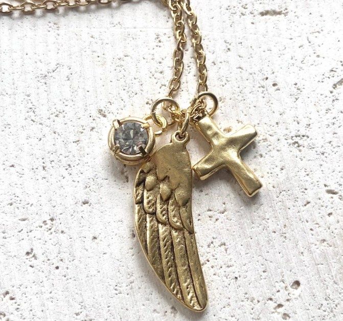 N25220 Angel Wing Necklace, Colour: Gold
