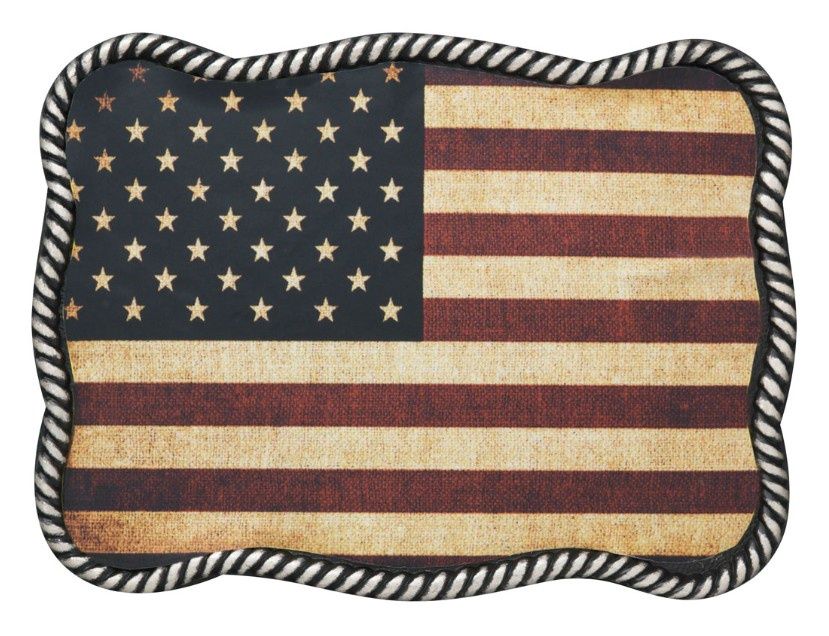 37040 Rectangle USA Flag Buckle, Colour: Sil/Red/Blue
