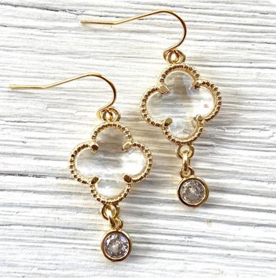 E24115 Crystal Clover French Wire Earring