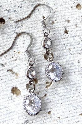 E21652-S Round Crystal Drop Earrings