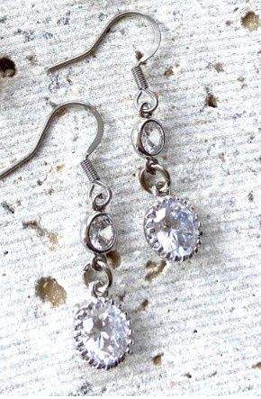 E21652-S Round Crystal Drop Earrings, Colour: Sil/Crystal
