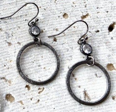 E21650 Gun Metal Circle Earring, Colour: Gun Metal