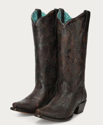 A5084 Blk/Honey Floral Petal Snip Toe