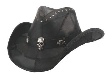 4086 Hardtail Leather Hat, Colour: Black, Size: Small