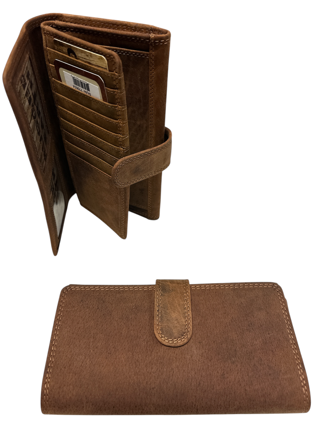 770014 Ladies Long Wallet W/Snap, Colour: Distressed