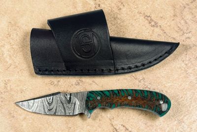 PSD2021 Pine Cone/Resin Damascus Knife