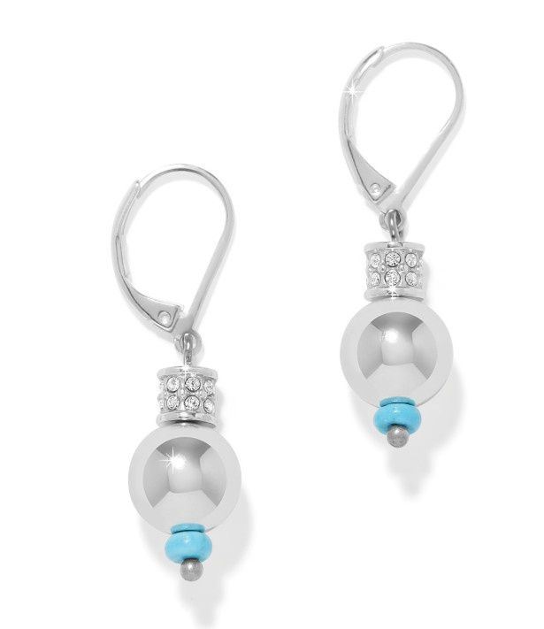 JA0317 Meridian Petite Sphere Leverback Earring, Colour: Sil/Turq