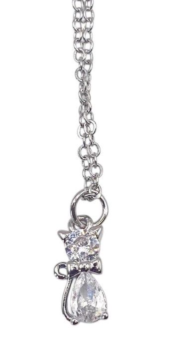N25449 Crystal Cat Necklace, Colour: Sil/Crystal