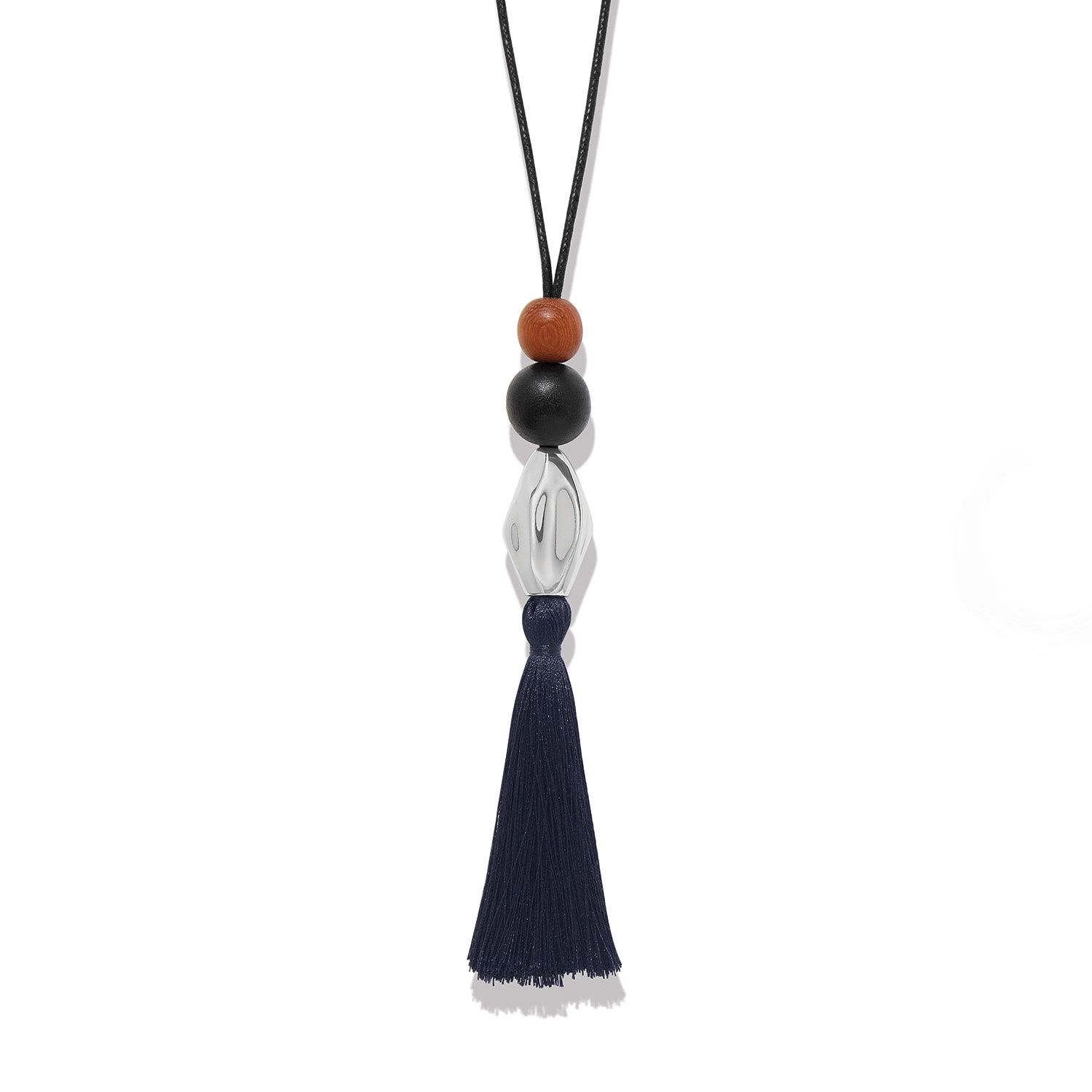 JM0218 Cascade Rio Tassel Necklace, Colour: Sil/Brown/Black