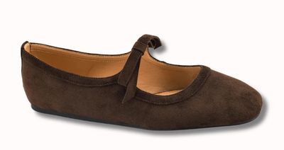 10-0383 Layover Faux Suede Ballet Flat